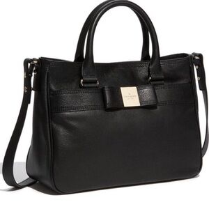 Kate Spade New York Primrose Hill Goldie Black Leather Satchel Bow Purse EUC